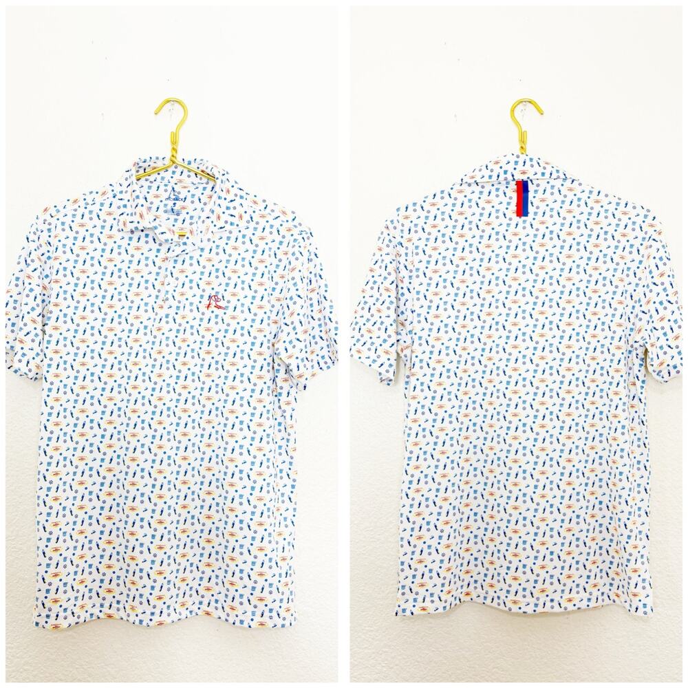 Rhoback Polo Shirt Las Vegas Activity Performance White Men’s Small Golf